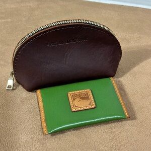 PLG Brown Leather Pouch and DOONEY Green Card Holder
